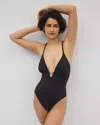Soma Women's Bleu Rod Beattie La Cote D'azure Over The Shoulder Macrame One-piece In Black Size 8 |  In Black