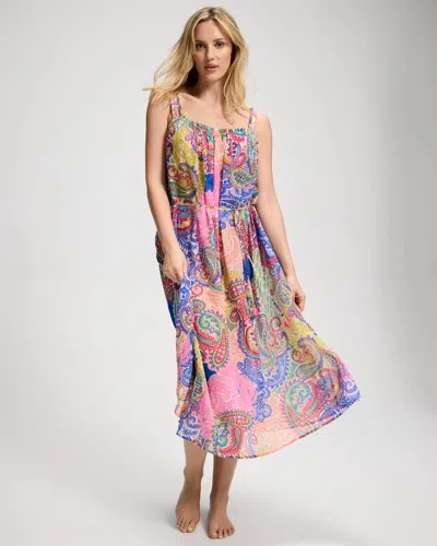 Soma Women's Bleu Rod Beattie La Vida Bohemia Shirred Swim Cover-up Dress Size Small |  In Multicolor