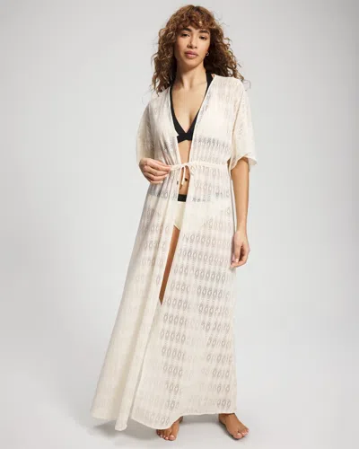 Soma Women's Bleu Rod Beattie Sunkissed Crochet Open-front Caftan In Neutral Size Small |  In Coconut Water