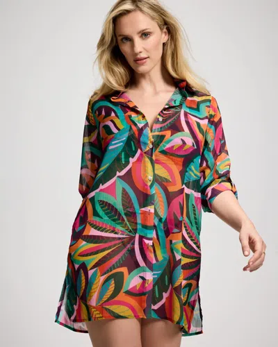 Soma Women's Bleu Rod Beattie Wild And Free Chiffon Cover Up Shirt Size Small |  In Multicolor