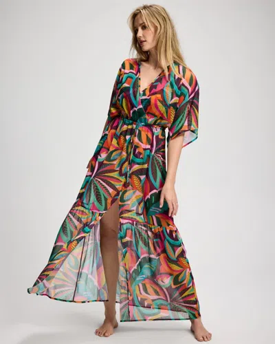 Soma Women's Bleu Rod Beattie Wild And Free Chiffon Cover-up Dress Size Small |  In Multicolor