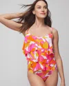 SOMA WOMEN'S BLEU ROD ITALIC FLORAL GEOMETRIC OVERLAY ONE-PIECE SWIMSUIT IN PINK MULTI SIZE 10 | SOMA