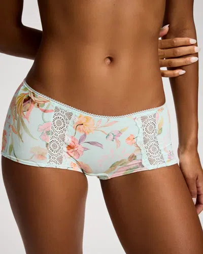 Soma Women's Boyshort Panty With Crochet Lace In Green Size Xs |  In Island Serenade M Aqua