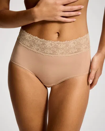 Soma Women's Brief Panty With Perfect Lace Waist In Beige Nude Size Small |