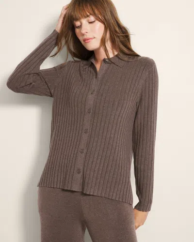 Soma Women's Button-up Sweater In Brown Size Xl |  In Heather Cocoa