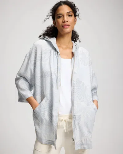 Soma Women's Chambray Oversized Zip-up Jacket In Blue Size Small/medium |  In Artisan Palms Blue Mist