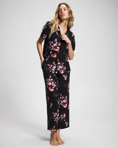 Soma Women's Cool Nights Ankle Pajama Pants In Black Floral Size Xs |  Pajama Sets In Floral Dreams Black