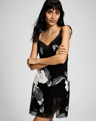 Soma Women's Cool Nights Bold Floral Lace Chemise In Black Size Xs |  In Grand Garden Black