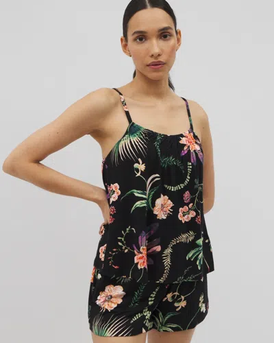 Soma Women's Cool Nights Cami Pajama Top In Black Size Xl |  Mother's Day Pajamas In Paradise Plumes Black