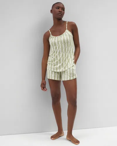 Soma Women's Cool Nights Cami Pajama Top In Ivory Size Small |  Mother's Day Pajamas In Chill Stripe Champagne