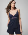 SOMA WOMEN'S COOL NIGHTS CAMI WITH PLUNGE BRA NECKLLINE IN NAVY BLUE SIZE XL | SOMA