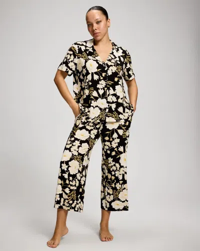 Soma Women's Cool Nights Cropped Pajama Pants In Black Size Xs |  Pajama Sets In Royal Garden Black