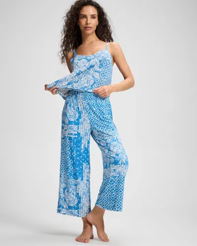 Soma Women's Cool Nights Cropped Pajama Pants In Blue Size Xs |  Pajama Sets In Coastal Collage Blue