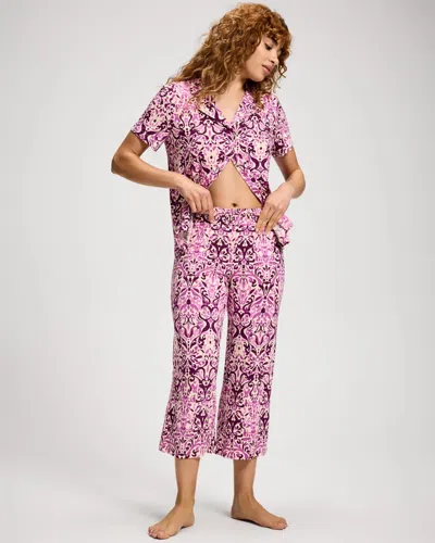 Soma Women's Cool Nights Cropped Pajama Pants In Ivory Size Xs |  Pajama Sets In Island Mosaic Orchid Daze