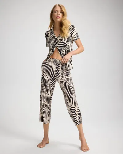 Soma Women's Cool Nights Cropped Pajama Pants In Ivory Size Xs |  Pajama Sets In Peaceful Palms Grand Wht