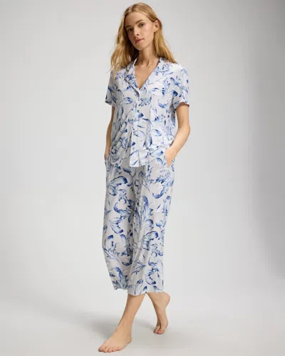 Soma Women's Cool Nights Cropped Pajama Pants In Ivory Size Xs |  Pajama Sets In Striped Plumes Champagne