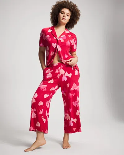 Soma Women's Cool Nights Cropped Pajama Pants In Red Hearts Size Xs |  Pajama Sets In Whole Lotta Love Red