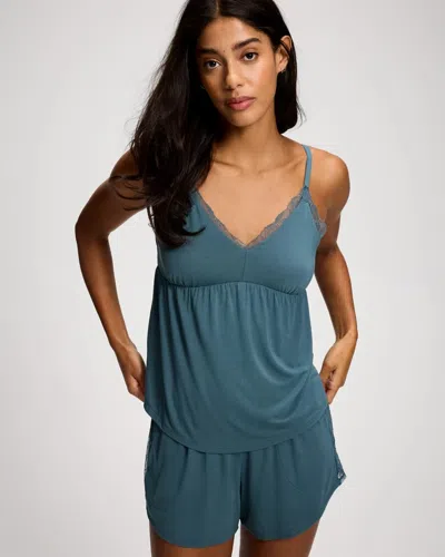 Soma Women's Cool Nights Fine Line Lace Pajama Cami In Blue Size Xs |  Pajama Sets In Lunar Stone