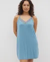 Soma Women's Cool Nights Geo Lace Chemise In Blue Size Xs |