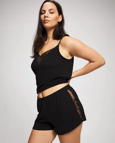 Soma Women's Cool Nights Lace Relaxed Pajama Short In Black Size Xs |  Pajama Sets