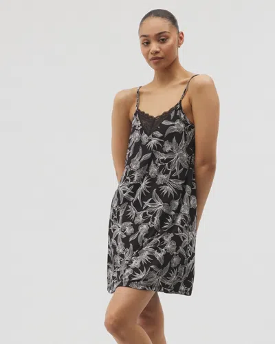 Soma Women's Cool Nights Lace Trim Chemise In Black Size Large |
