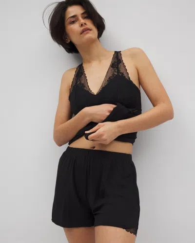 Soma Women's Cool Nights Lace Trim Pajama Shorts In Black Size Large |  Pajama Sets