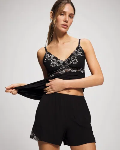 Soma Women's Cool Nights Lace Trim Pajama Shorts In Black Size Xs |  Pajama Sets