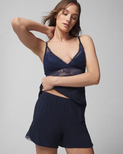 Soma Women's Cool Nights Lace Trim Pajama Shorts In Navy Blue Size 2xl |  Pajama Sets In Nightfall Navy