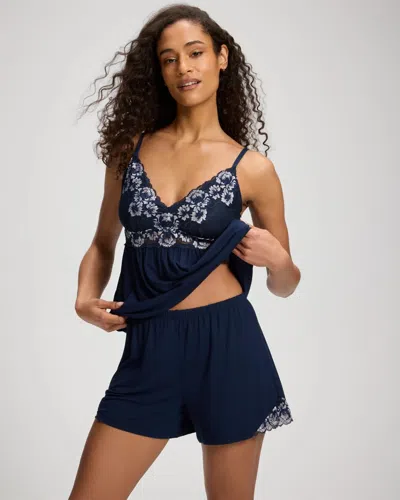 Soma Women's Cool Nights Lace Trim Pajama Shorts In Navy Blue Size Xs |  Pajama Sets In Nightfall Navy