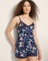 Shop Soma Women's Cool Nights Lace Trim Cami Pajama Top In Navy Blue Size Small |  Pajama Sets In Phantom Floral Navy