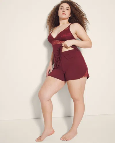Soma Women's Cool Nights Lace Trim Pajama Shorts In Red Size Xs |  Pajama Sets In Vermillion