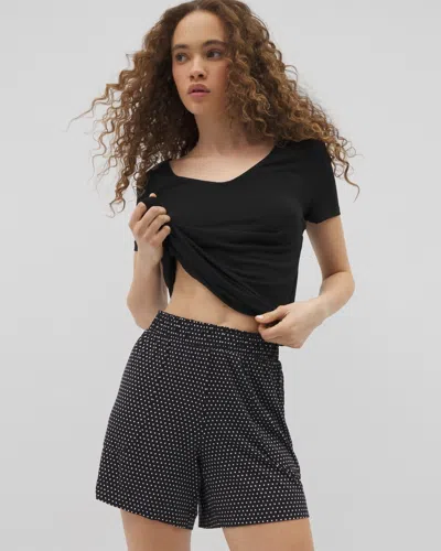 Soma Women's Cool Nights Long Pajama Shorts In Black Size Large |  Mother's Day Pajamas In Thoughtful Dot Black