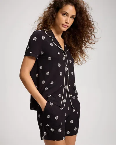 Soma Women's Cool Nights Long Pajama Shorts In Black Size Xs |  Pajama Sets In Shell Confetti Black