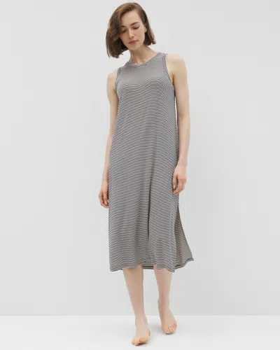 Soma Women's Cool Nights Long Sleep Tank Top Nightgown In Navy Blue Size Small |