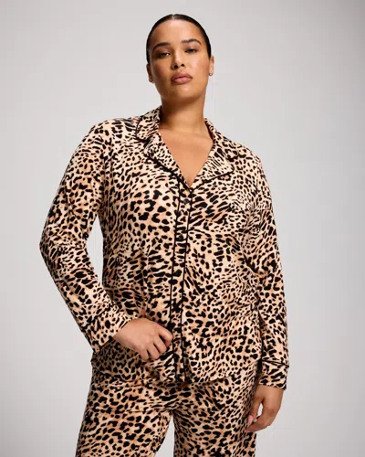 Soma Women's Cool Nights Long Sleeve Button Up Pajama Top In Black Size Xs |  Pajama Sets In Spotted Black