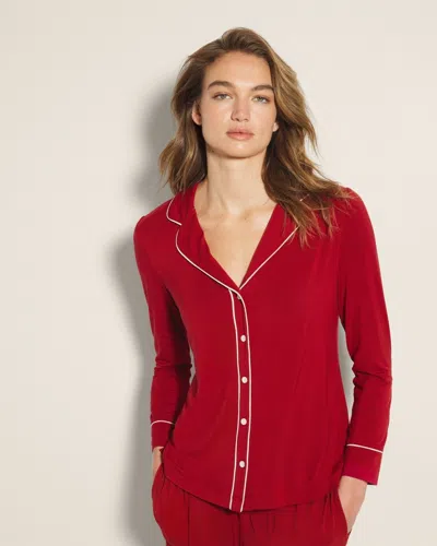 Soma Women's Cool Nights Long Sleeve Sleep Top In Red Size Xl |  Pajama Sets In Paint The Town Red
