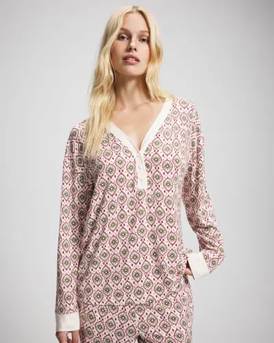 Soma Women's Cool Nights Long Sleeve Henley In Fair Isle Ivory Size Xs |  Pajama Sets In Patterned Pieces Champ