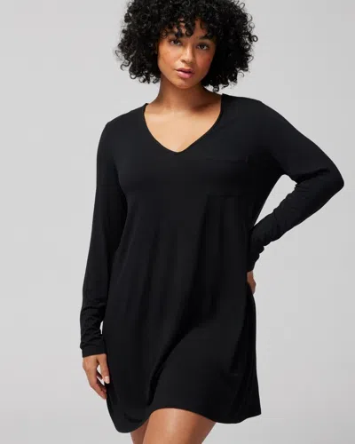 Soma Women's Cool Nights Long-sleeve Night Gown In Black Size Small |