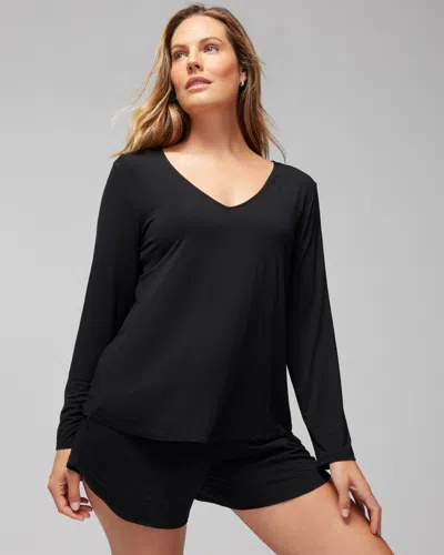 Soma Women's Cool Nights Long Sleeve Pajama Top In Black Size Large |  Mother's Day Pajamas