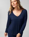 Soma Women's Cool Nights Long Sleeve Pajama Top In Navy Blue Size Xs |  Mother's Day Pajamas In Nightfall Navy Blue