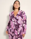 Soma Women's Cool Nights Long Sleeve Printed Pajama Top In Purple Size Xl |  Pajama Sets In Courting Cranes Blkbry