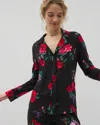 Soma Women's Cool Nights Long Sleeve Printed Pajama Top In Black Size Xs |  Pajama Sets In Rhapsody Flora Black