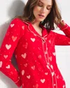 Soma Women's Cool Nights Long Sleeve Printed Pajama Top In Red Size Medium |  Pajama Sets In Lovely Heart Red