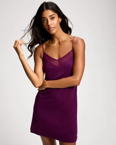Soma Women's Cool Nights Mesh Trim Chemise In Purple Size Xs |  In Wicked Plum
