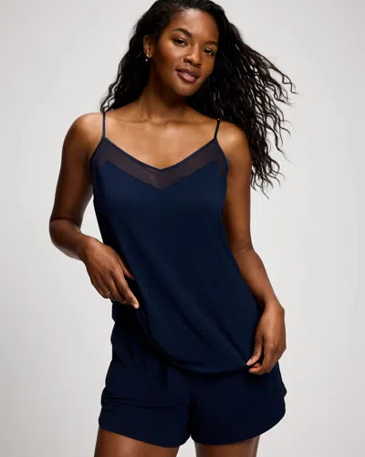 Soma Women's Cool Nights Mesh Trim Pajama Cami In Navy Blue Size Xs |  Pajama Sets In Nightfall Navy