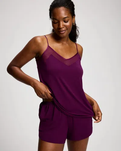 Soma Women's Cool Nights Mesh Trim Pajama Cami In Purple Size Xs |  Pajama Sets In Wicked Plum