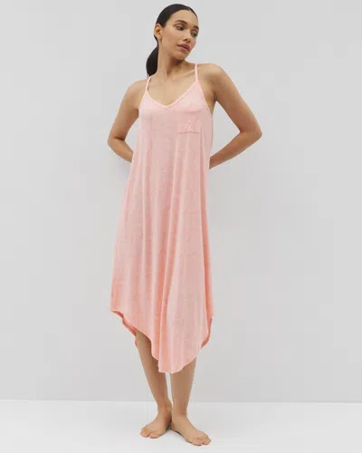 Soma Women's Cool Nights Midi Nightgown In Orange Size Xs |  In Peaceful Palms Paloma