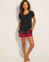 Soma Women's Cool Nights Short Sleeve & Shorts Pajama Set In Red Plaid Size 2xl |  In Blanket Plaid Red