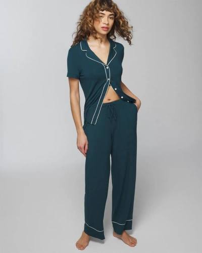 Soma Women's Cool Nights Pajama Pants In Teal Size Medium |  In Dark Harbour