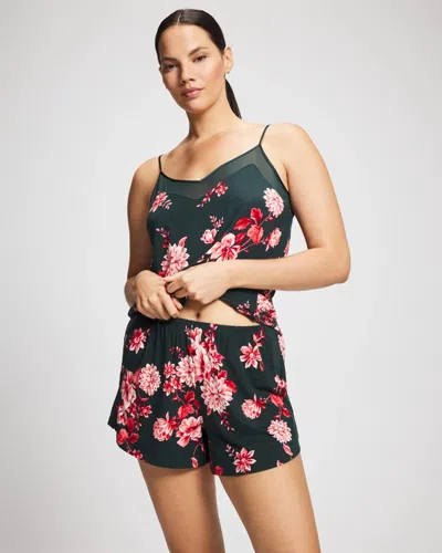 Soma Women's Cool Nights Pajama Short In Green Size Xs |  Pajama Sets In Cottage Floral Green
